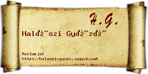 Halászi Győző névjegykártya